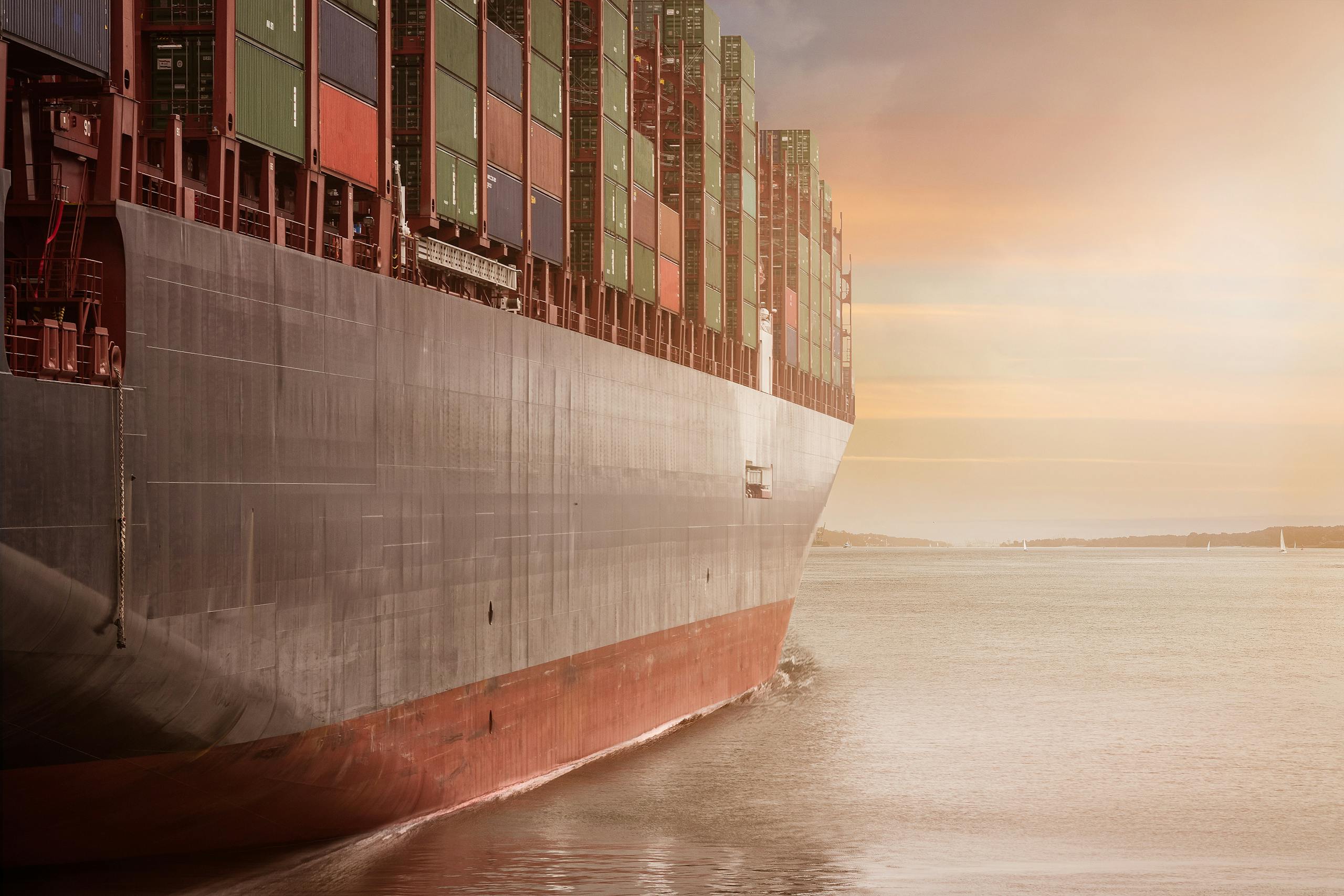 Container ship in the ocean